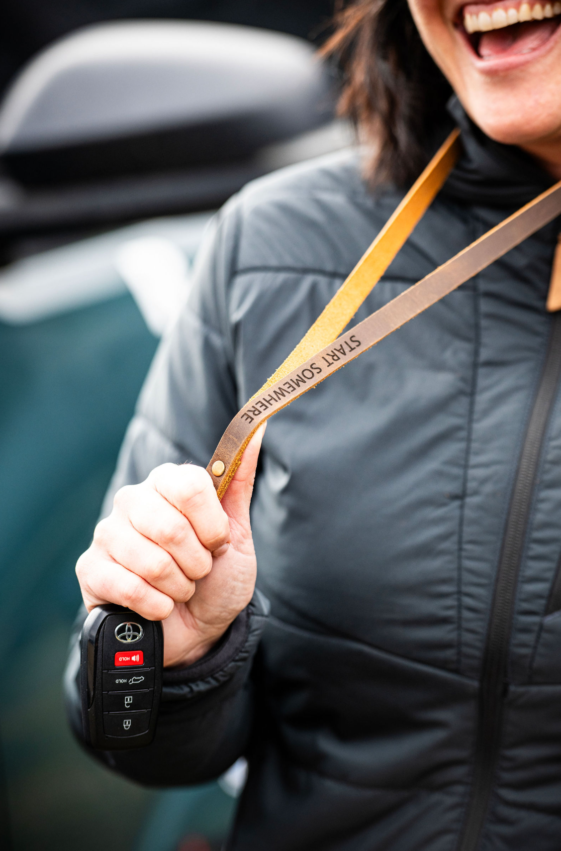 START SOMEWHERE Leather Lanyard